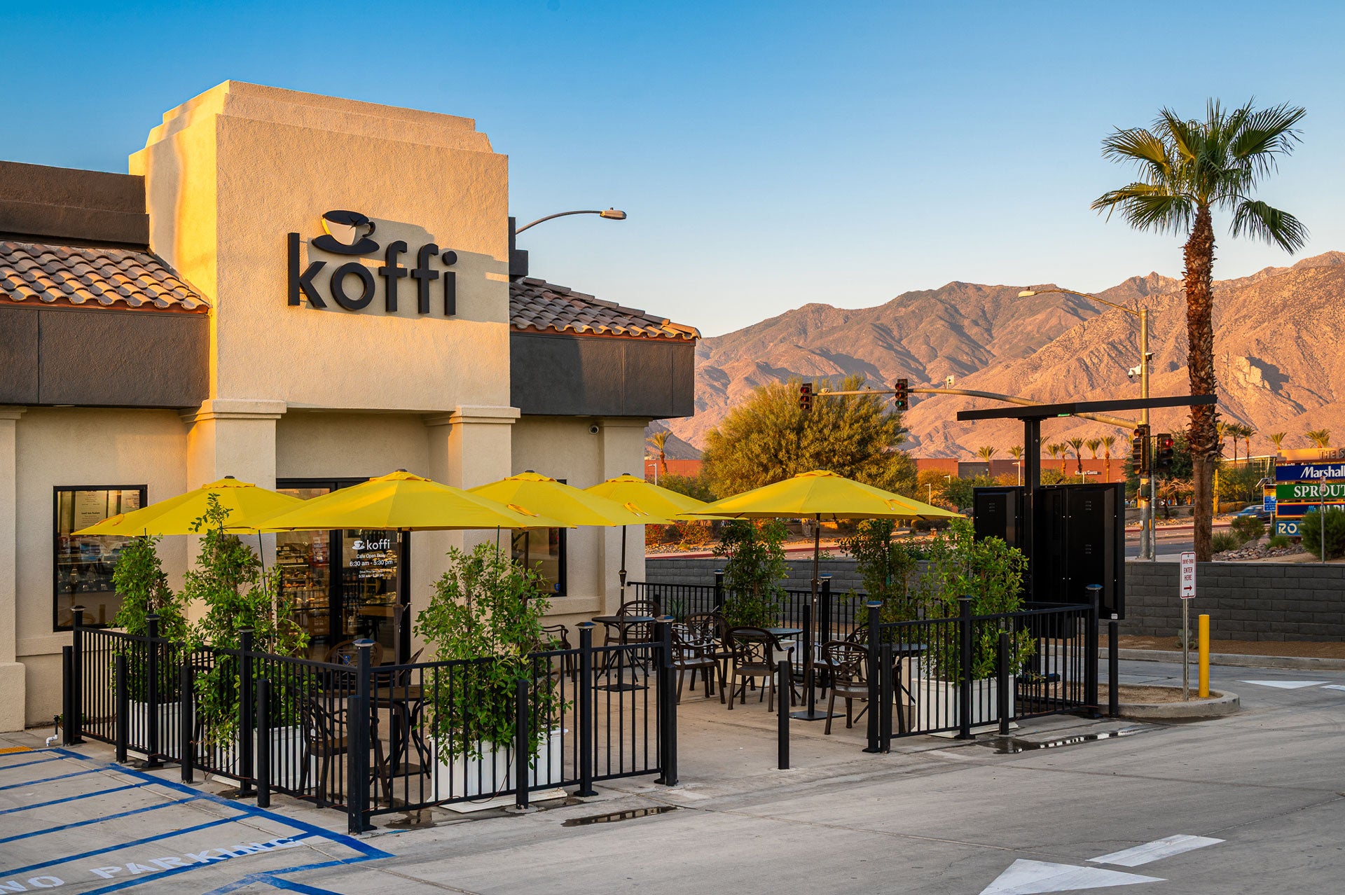 Koffi Coffee Cathedral City Cafe and Drive Thru Exterior