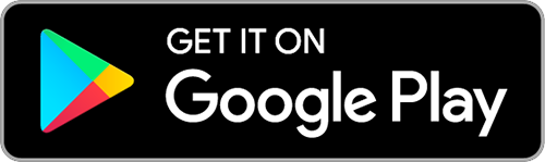 Google Play app store get it on button with the colorful Google Play logo on a black background.