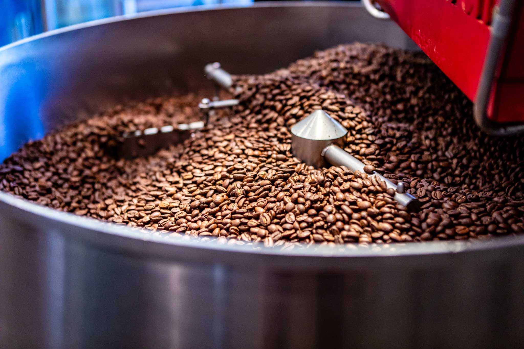 coffee beans in roaster